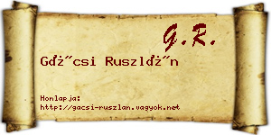 Gácsi Ruszlán névjegykártya